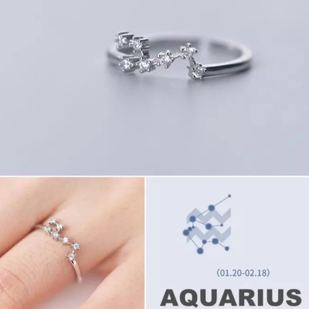 New Aquarius Constellation 925 Sterling Silver Ring